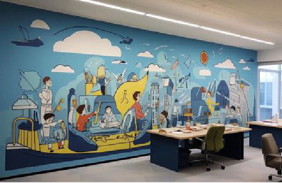 炉霍办公室墙绘的特点。